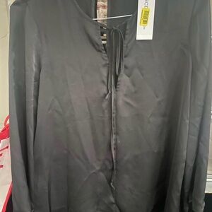 BCBGeneration Charcoal Tie-Front Blouse